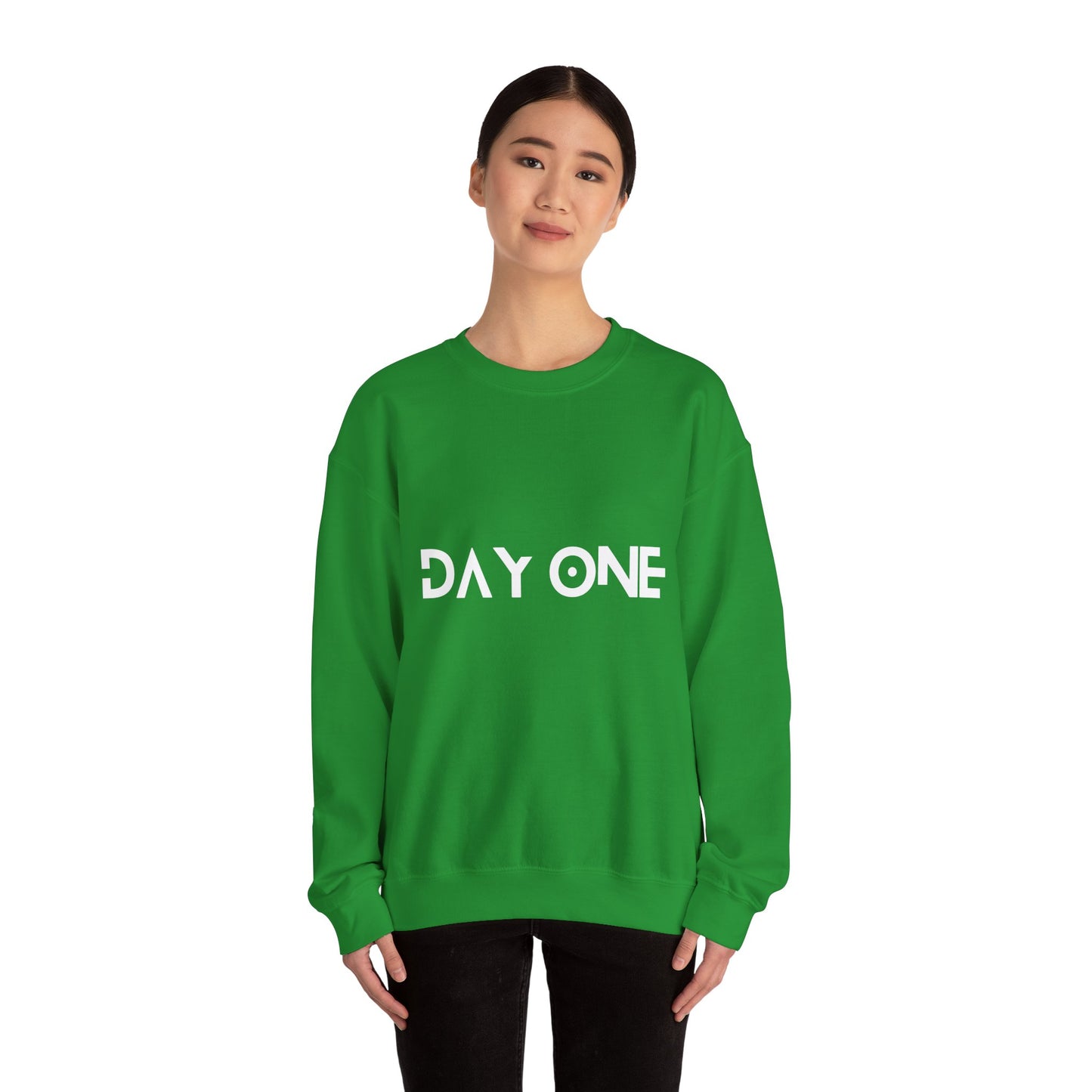 DAY ONE - white text - Crewneck Sweatshirt
