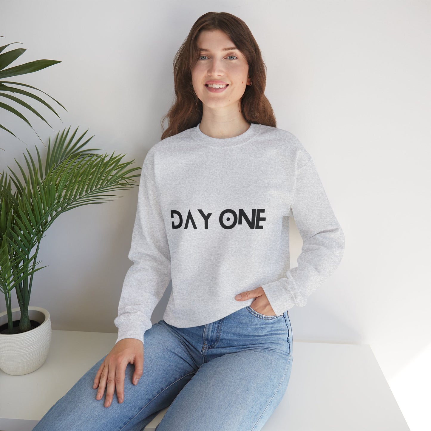 DAY ONE - black text - Crewneck Sweatshirt