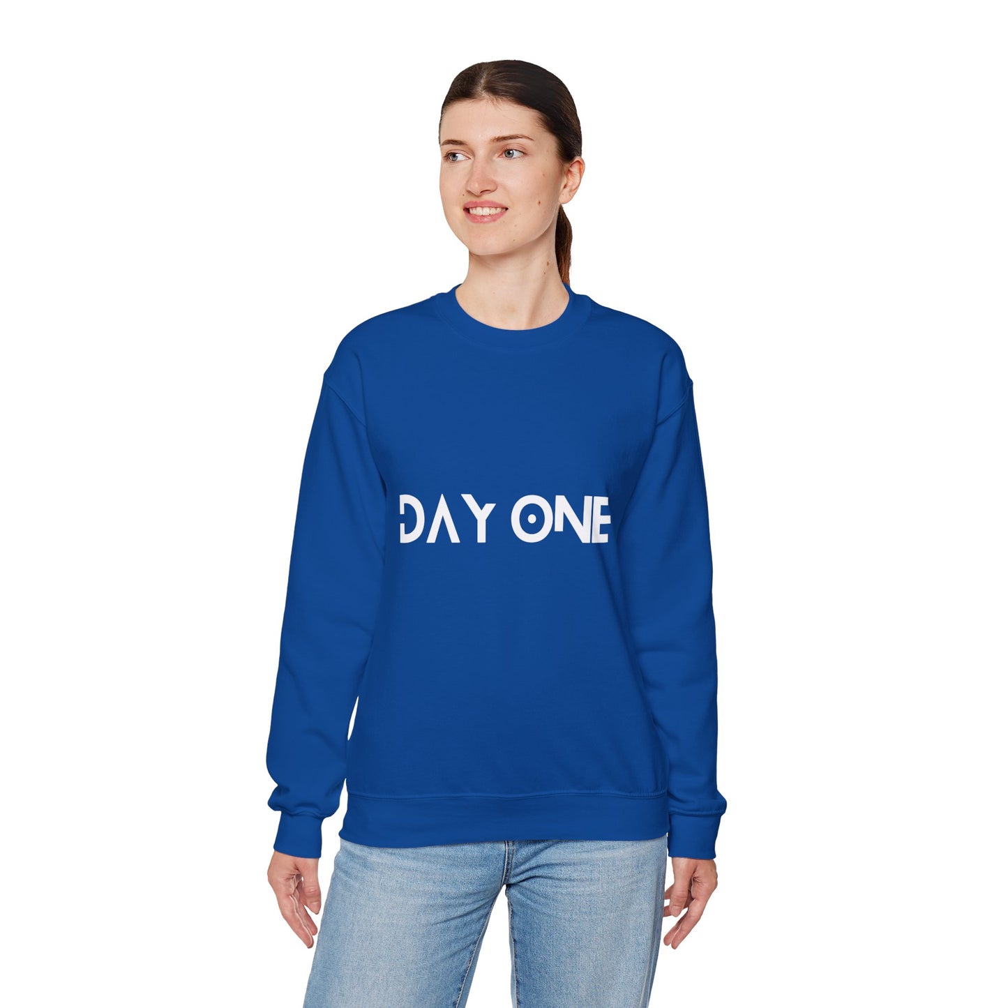 DAY ONE - white text - Crewneck Sweatshirt