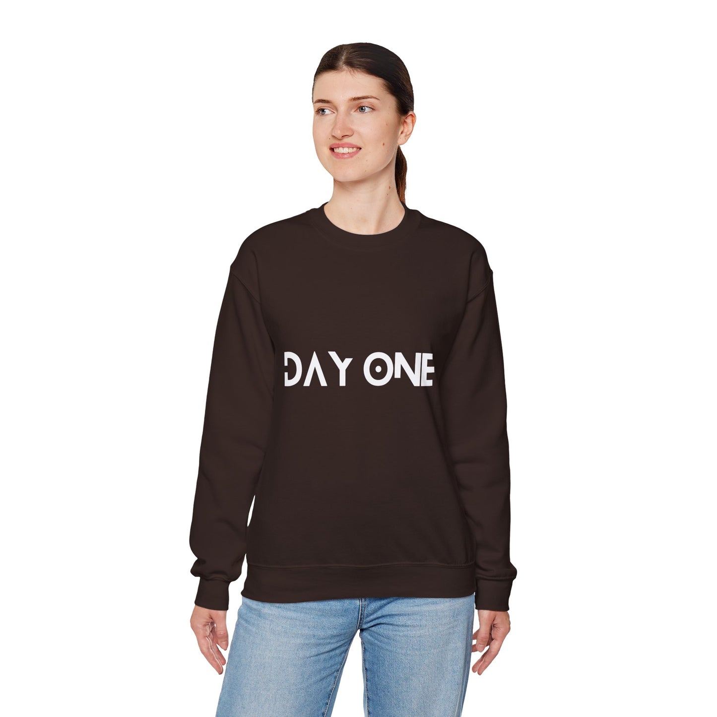 DAY ONE - white text - Crewneck Sweatshirt