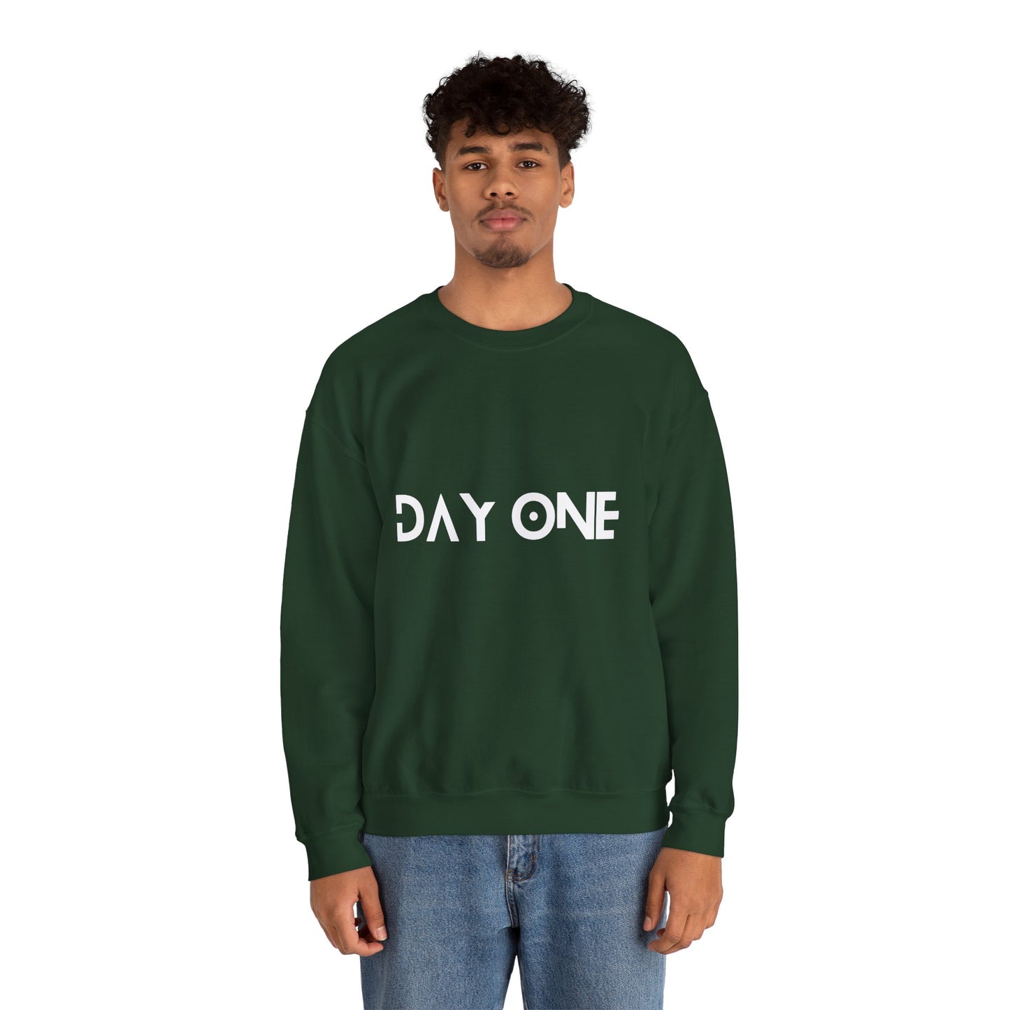 DAY ONE - white text - Crewneck Sweatshirt