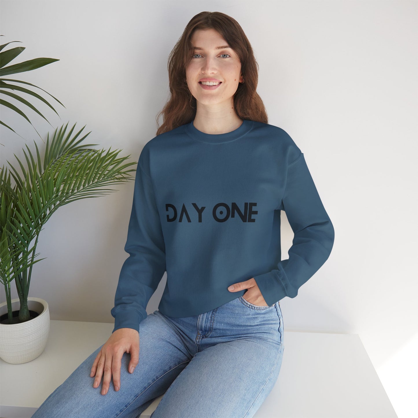 DAY ONE - black text - Crewneck Sweatshirt