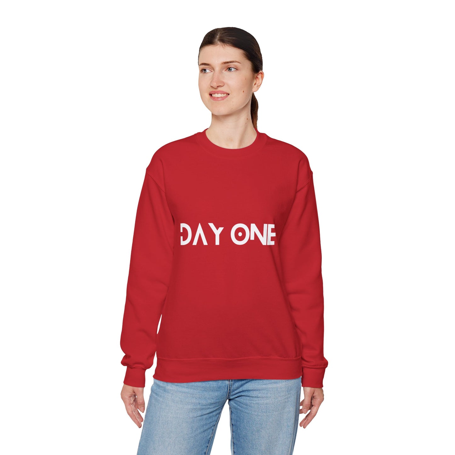DAY ONE - white text - Crewneck Sweatshirt