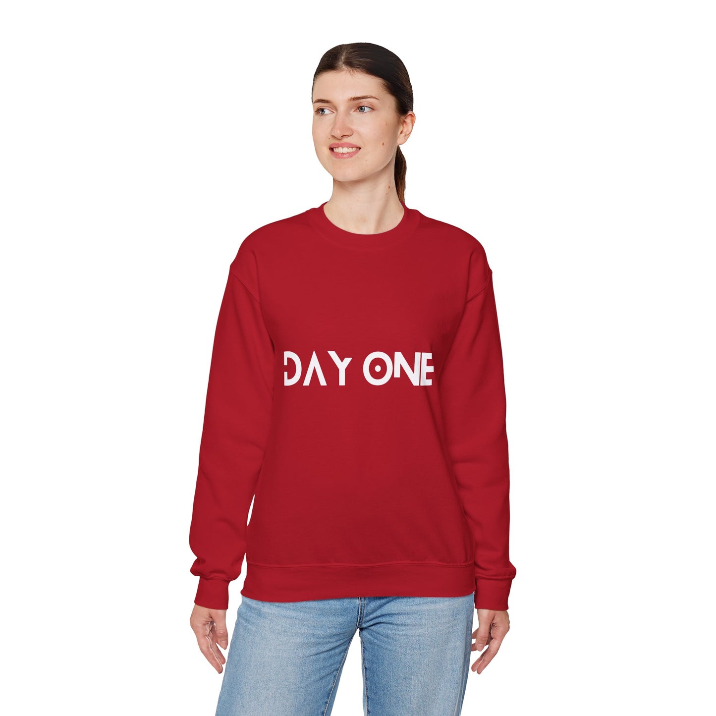 DAY ONE - white text - Crewneck Sweatshirt