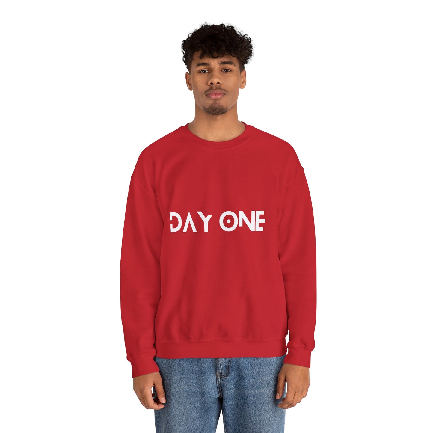 DAY ONE - white text - Crewneck Sweatshirt