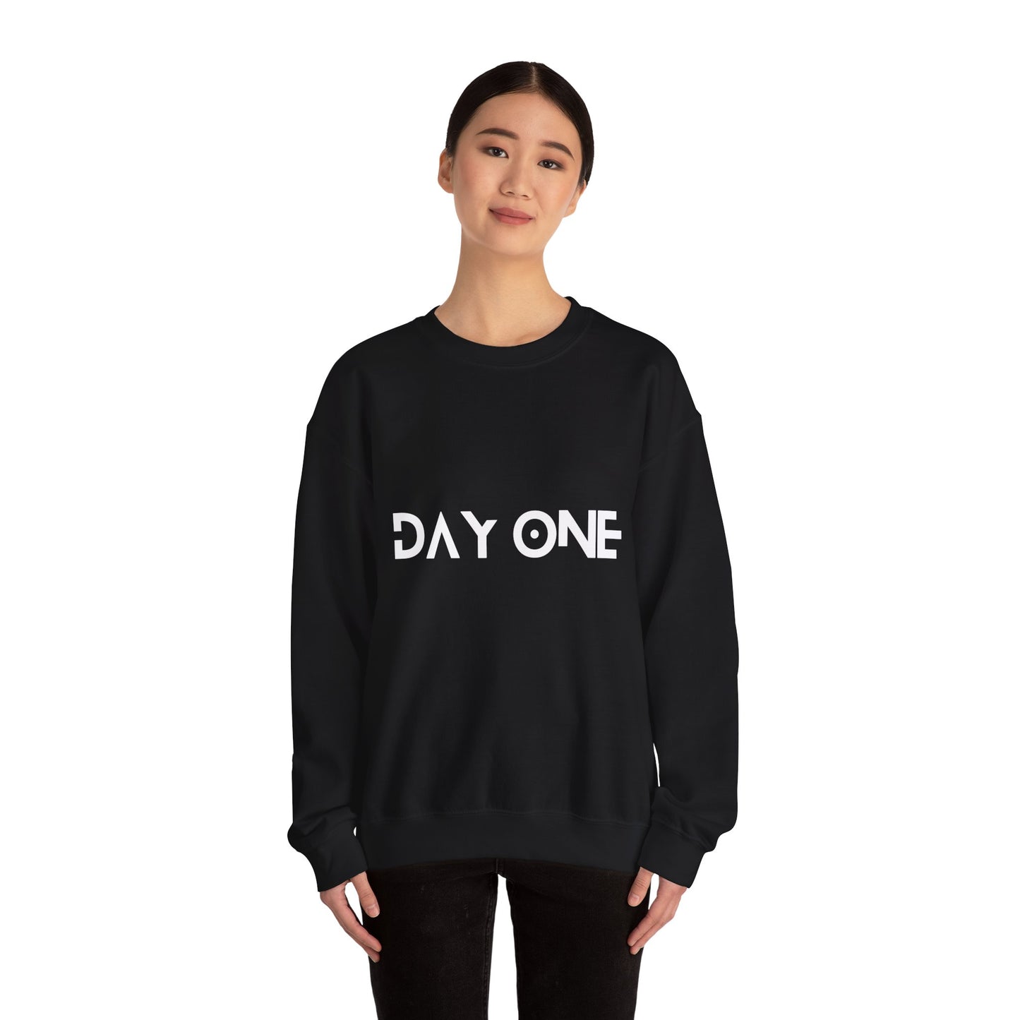 DAY ONE - white text - Crewneck Sweatshirt