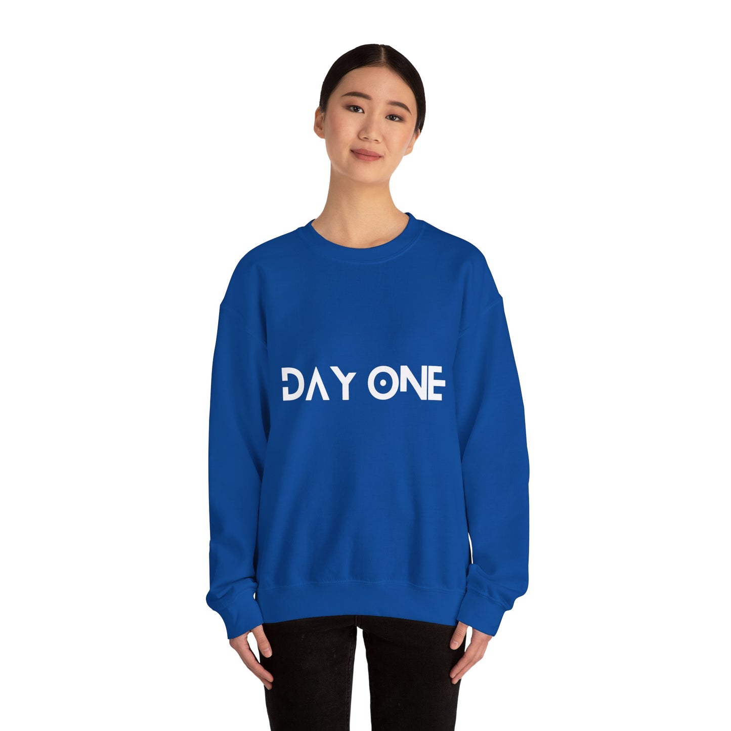 DAY ONE - white text - Crewneck Sweatshirt