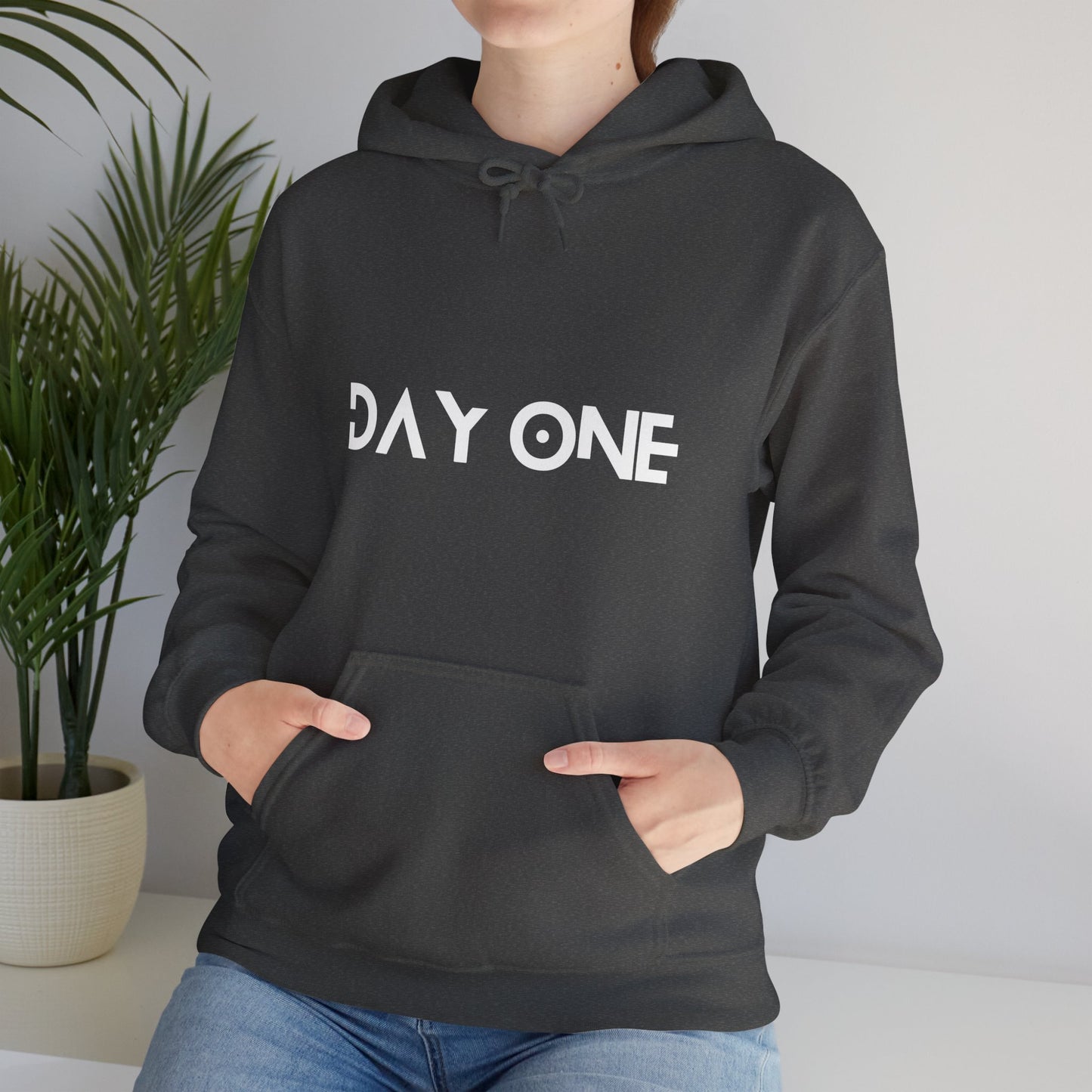 DAY ONE - white text - Hooded Sweatshirt