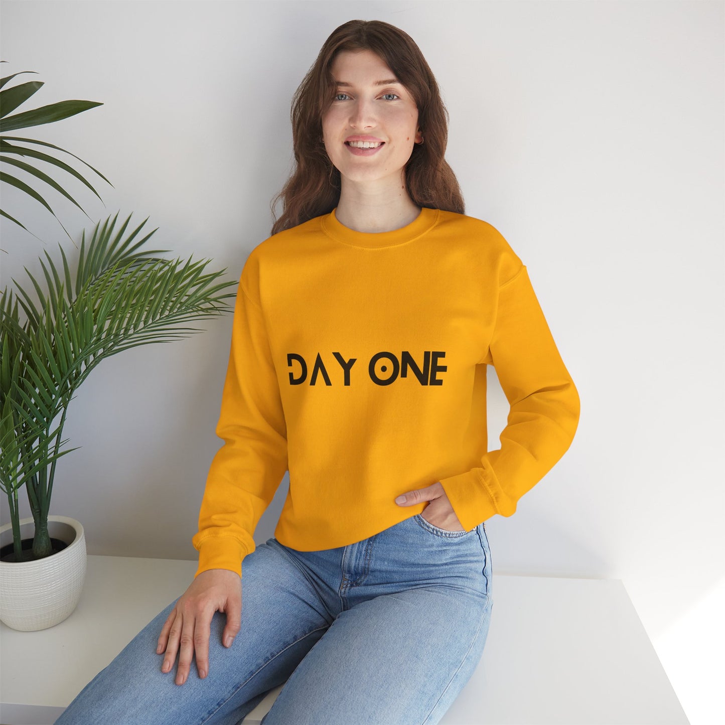 DAY ONE - black text - Crewneck Sweatshirt
