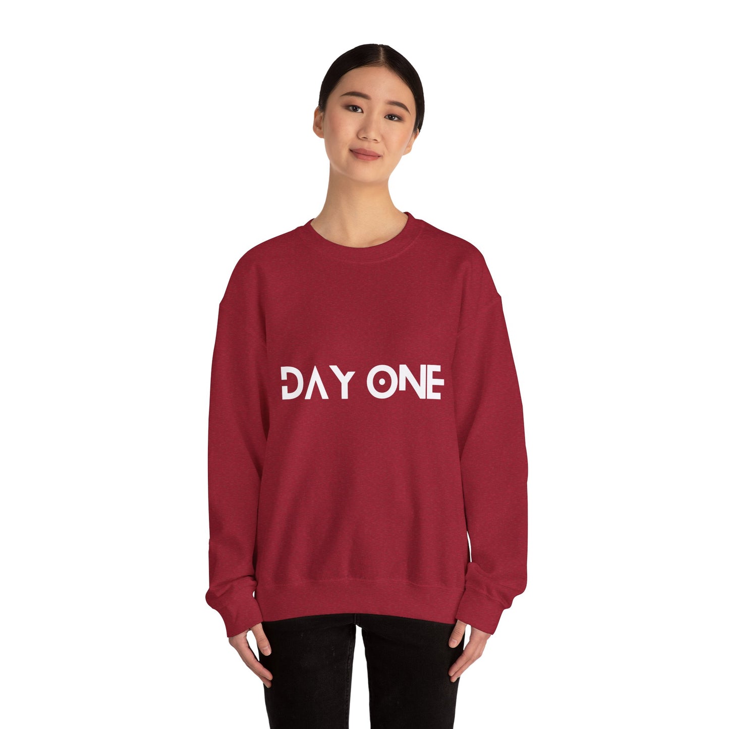 DAY ONE - white text - Crewneck Sweatshirt
