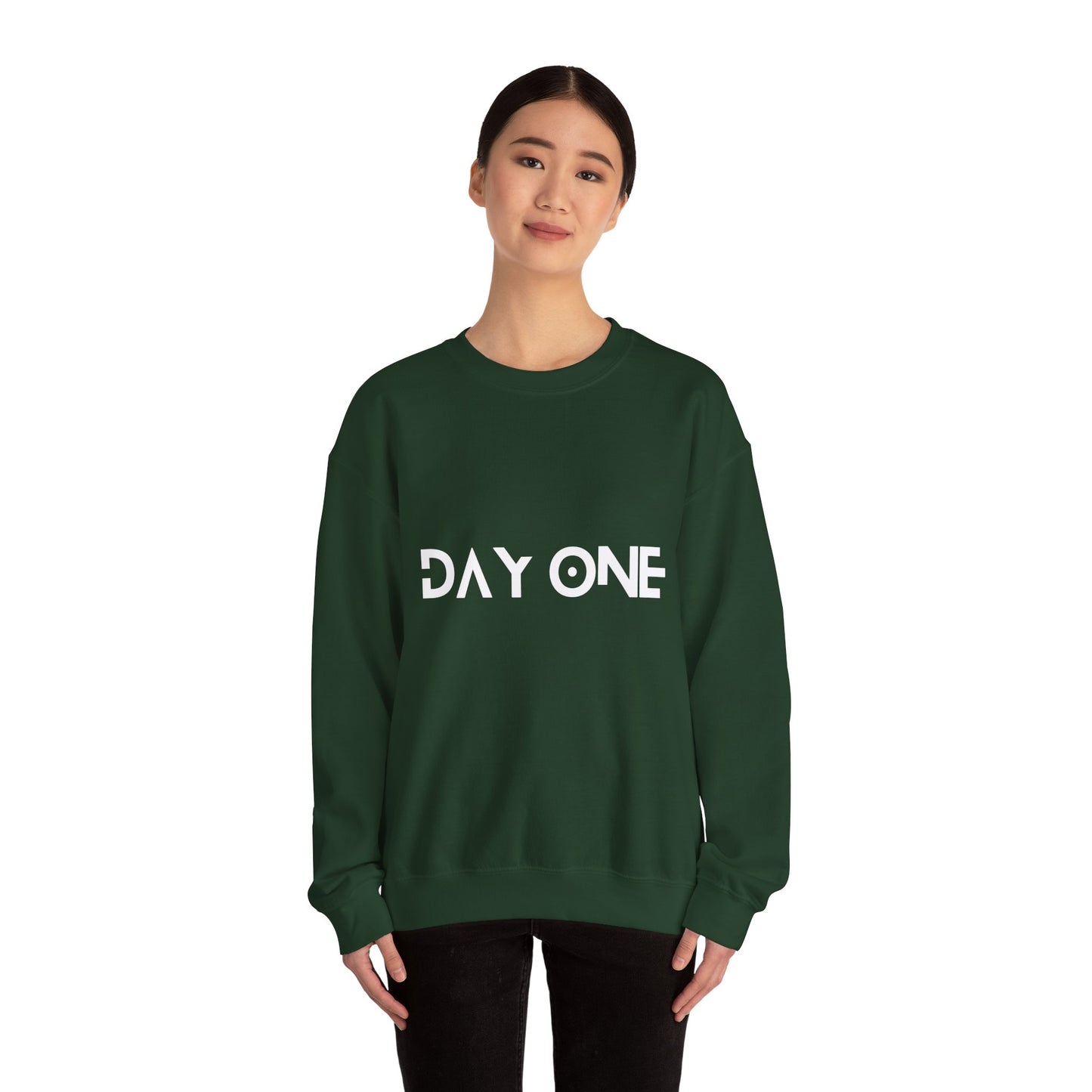 DAY ONE - white text - Crewneck Sweatshirt
