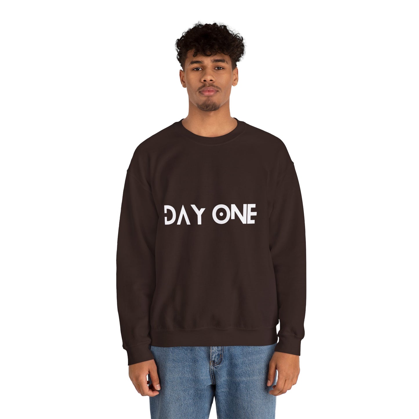 DAY ONE - white text - Crewneck Sweatshirt