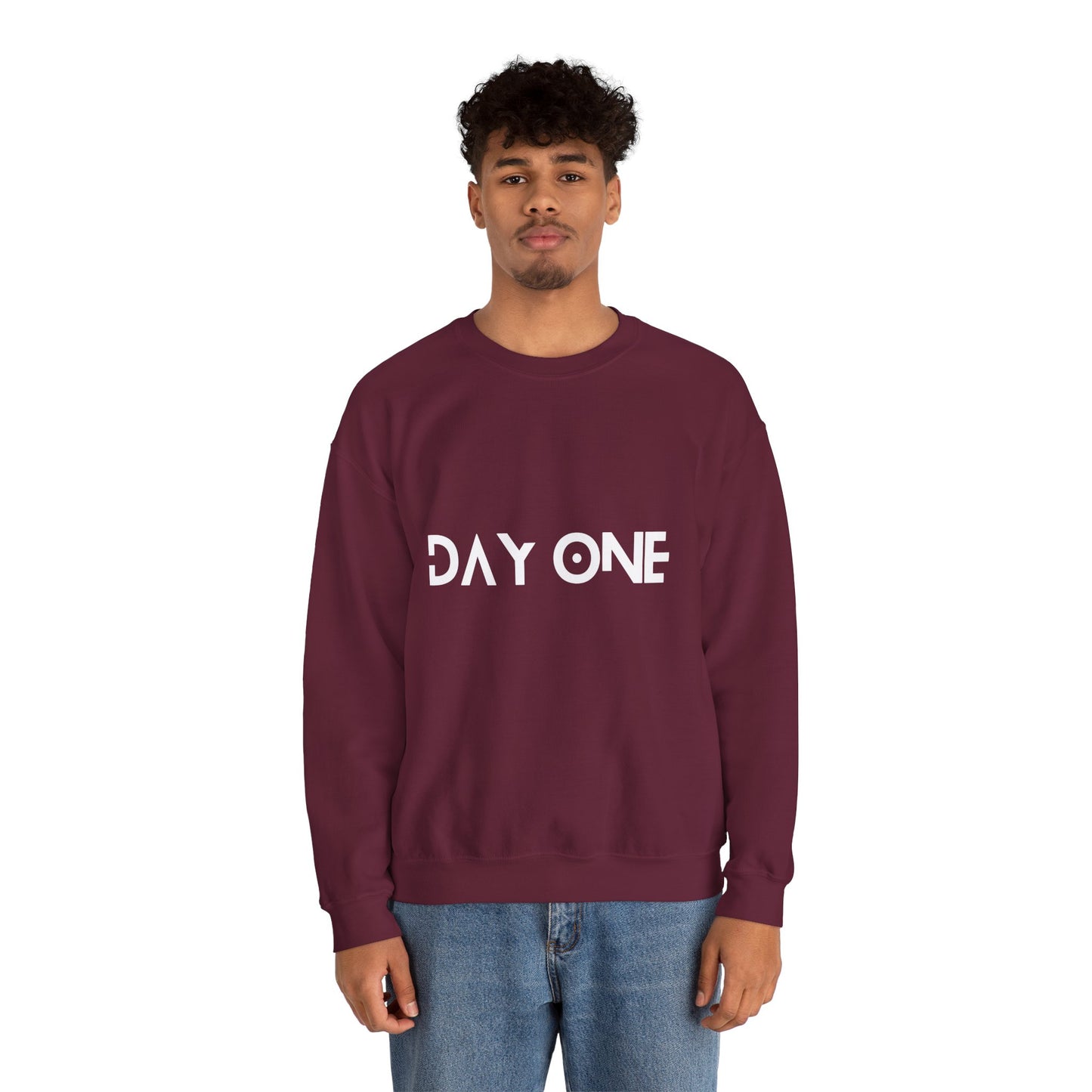 DAY ONE - white text - Crewneck Sweatshirt