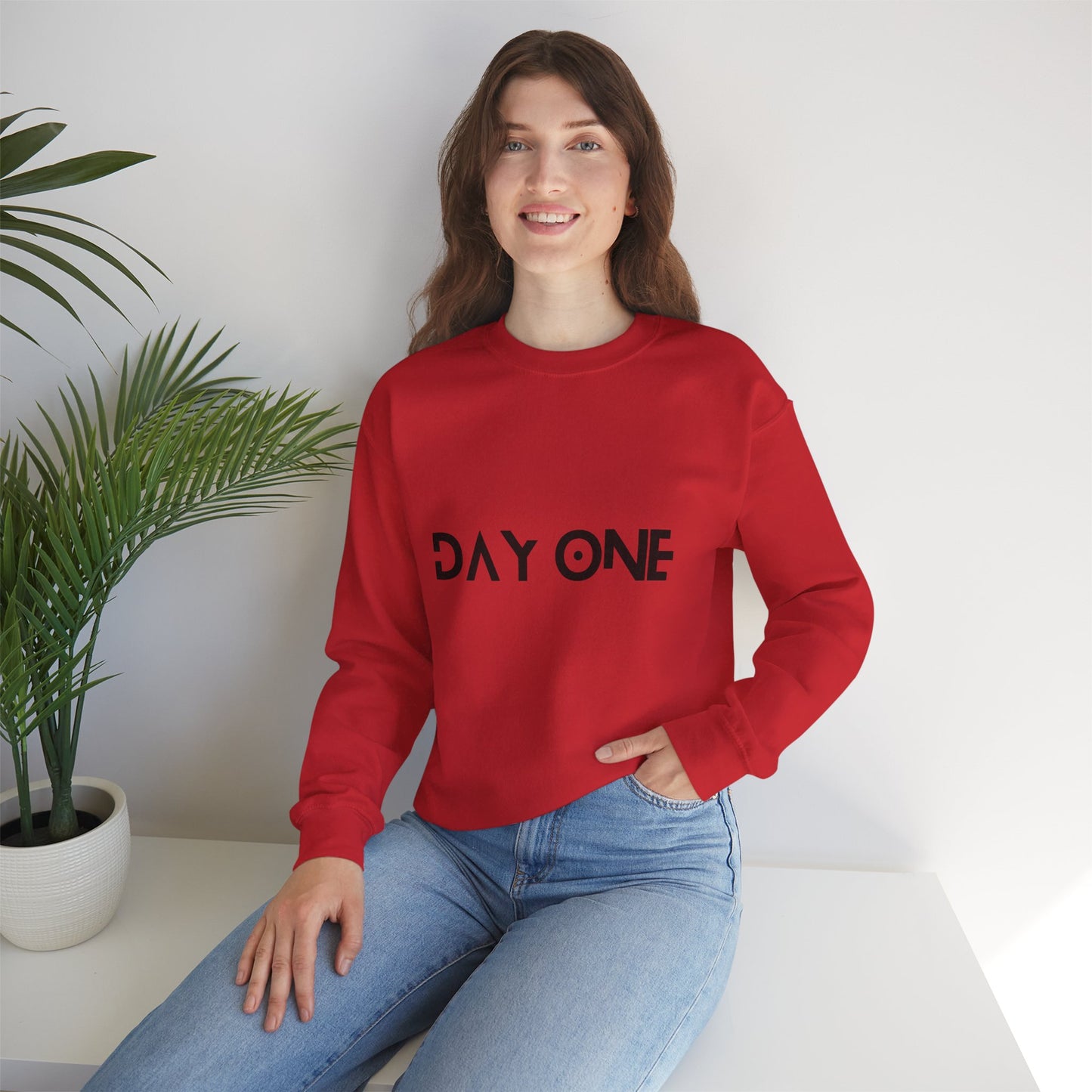 DAY ONE - black text - Crewneck Sweatshirt
