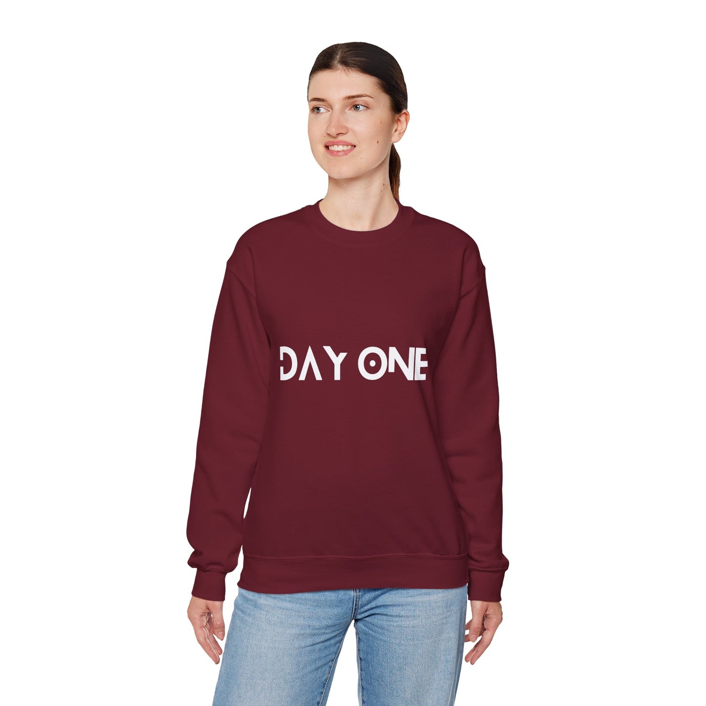 DAY ONE - white text - Crewneck Sweatshirt