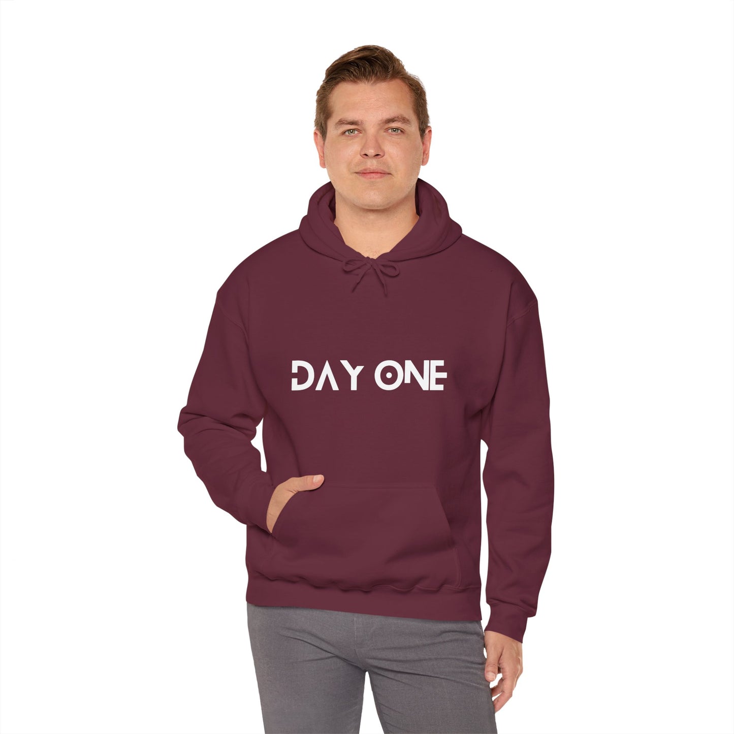 DAY ONE - white text - Hooded Sweatshirt