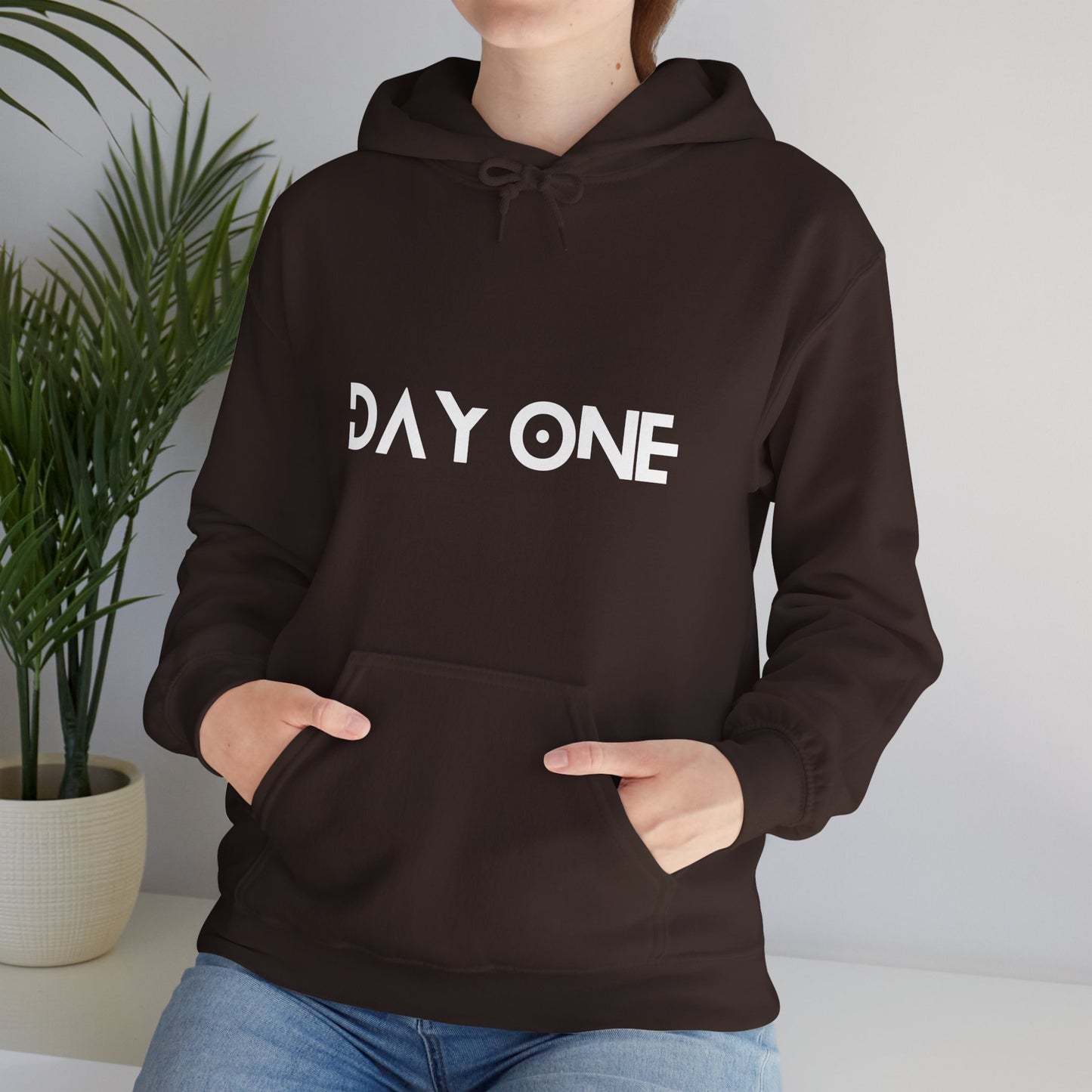 DAY ONE - white text - Hooded Sweatshirt