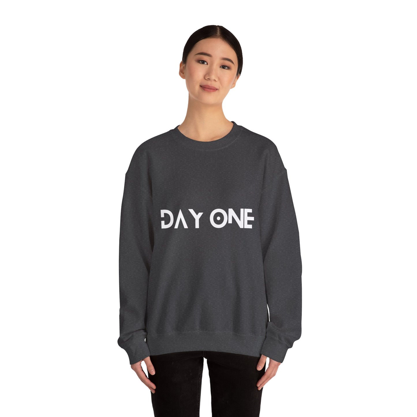 DAY ONE - white text - Crewneck Sweatshirt