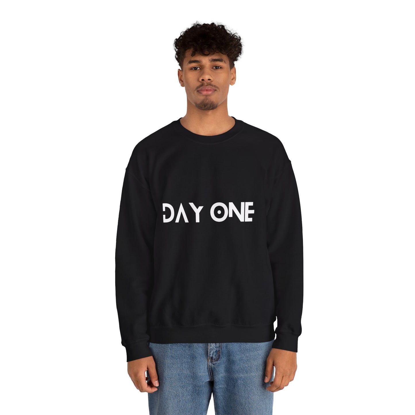 DAY ONE - white text - Crewneck Sweatshirt