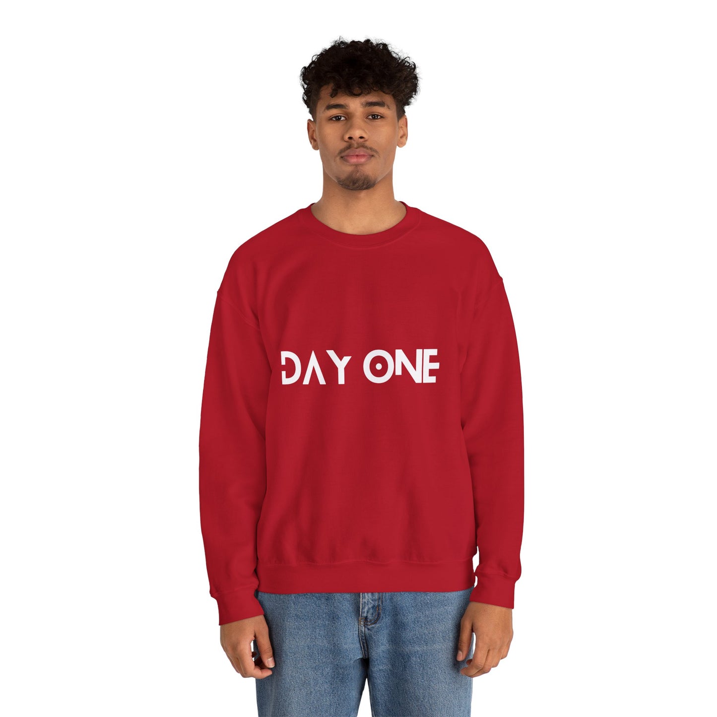 DAY ONE - white text - Crewneck Sweatshirt