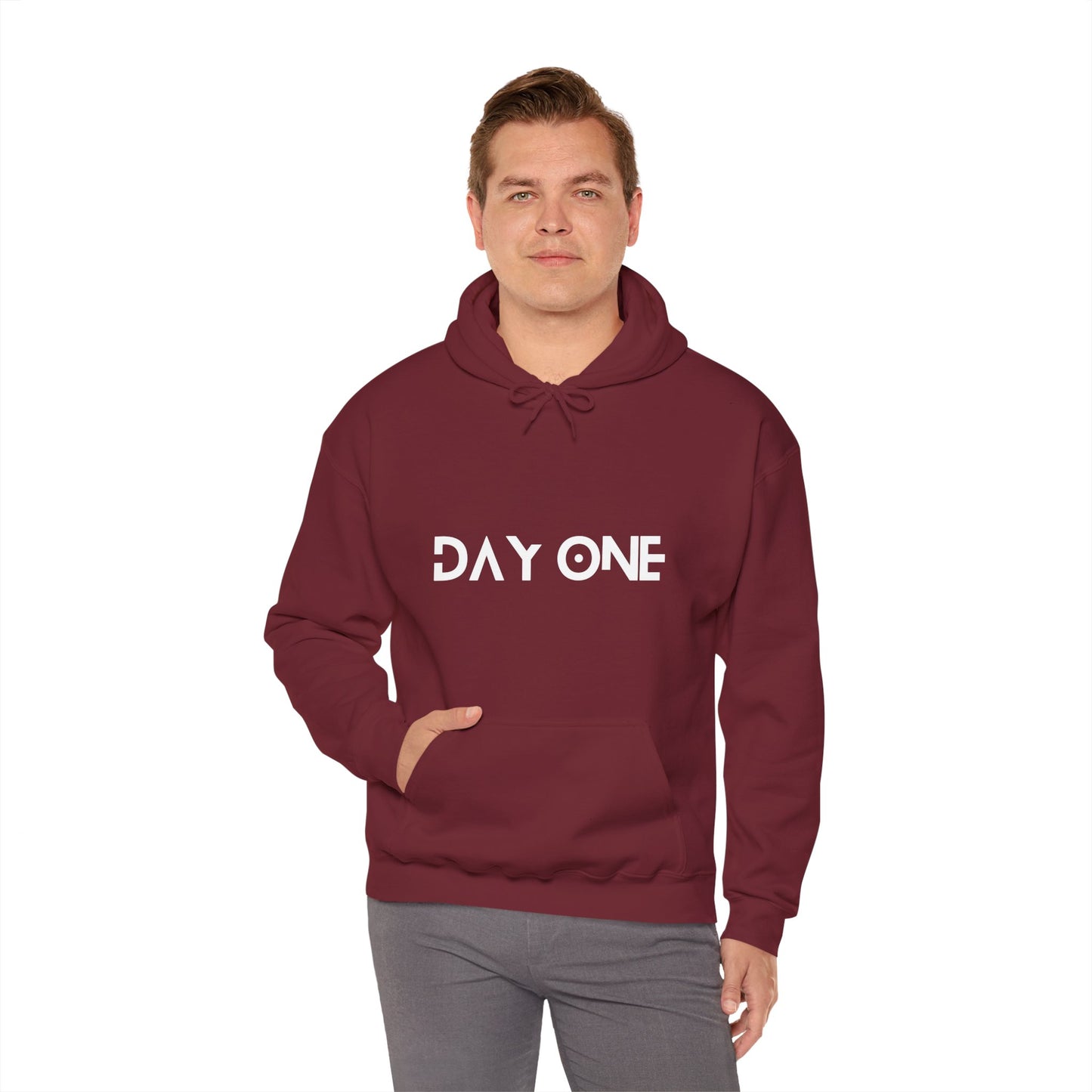 DAY ONE - white text - Hooded Sweatshirt