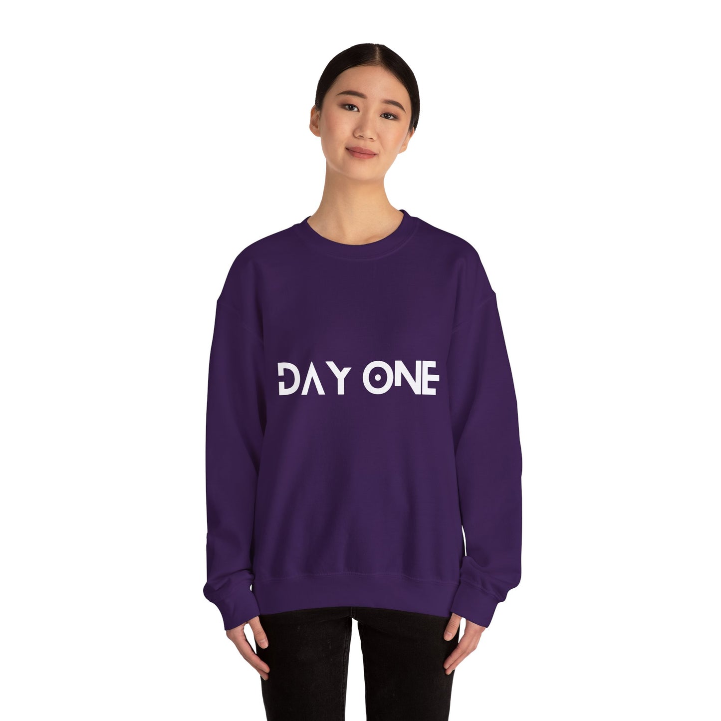 DAY ONE - white text - Crewneck Sweatshirt
