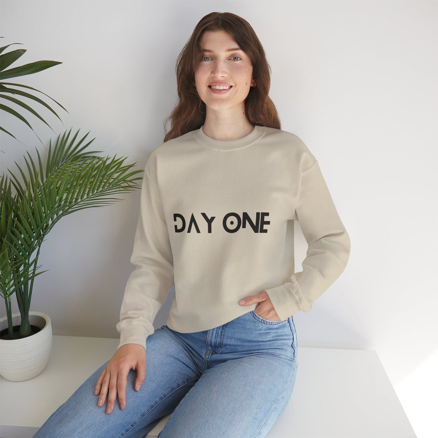 DAY ONE - black text - Crewneck Sweatshirt