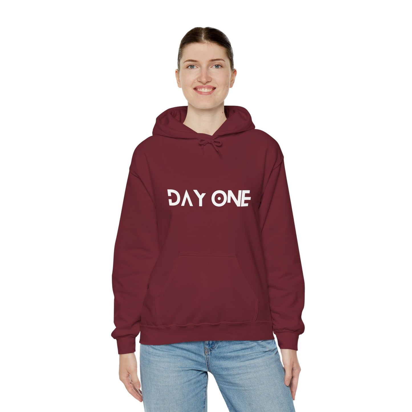 DAY ONE - white text - Hooded Sweatshirt