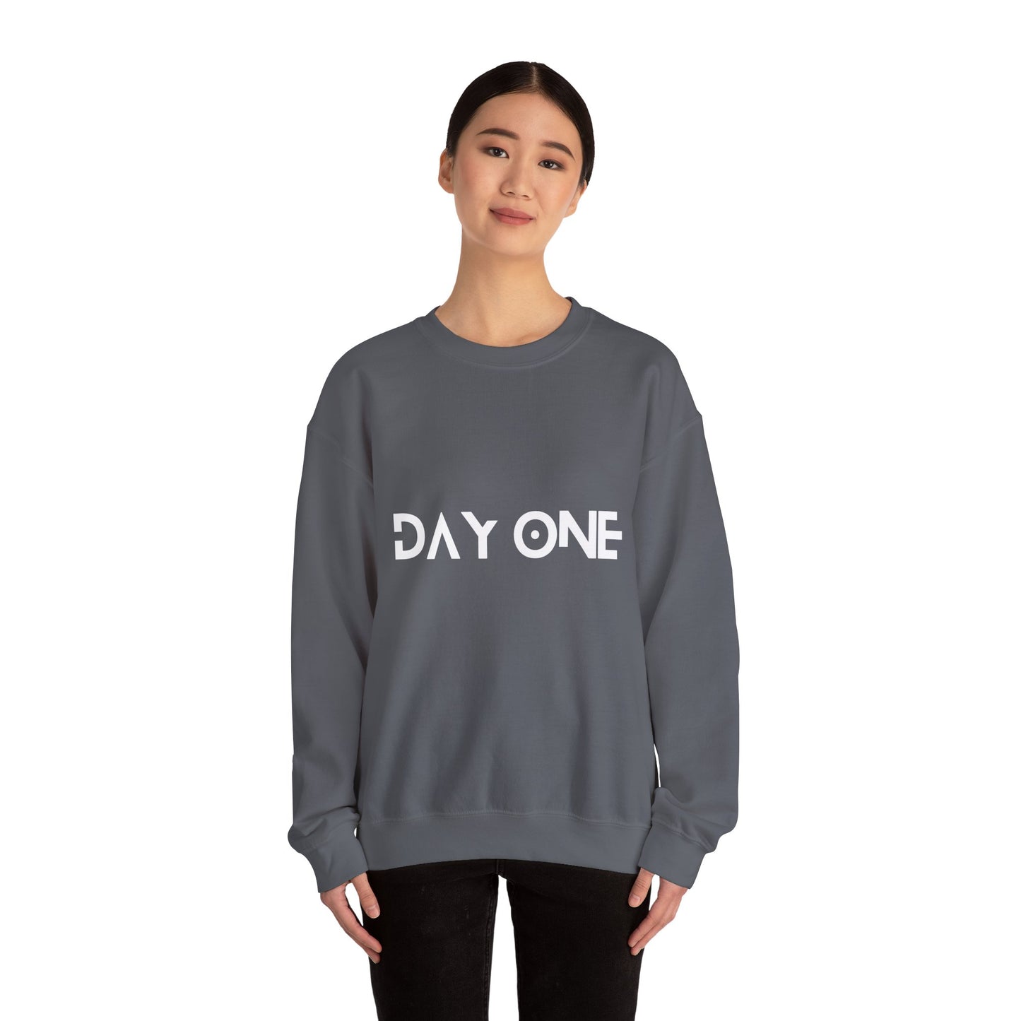DAY ONE - white text - Crewneck Sweatshirt