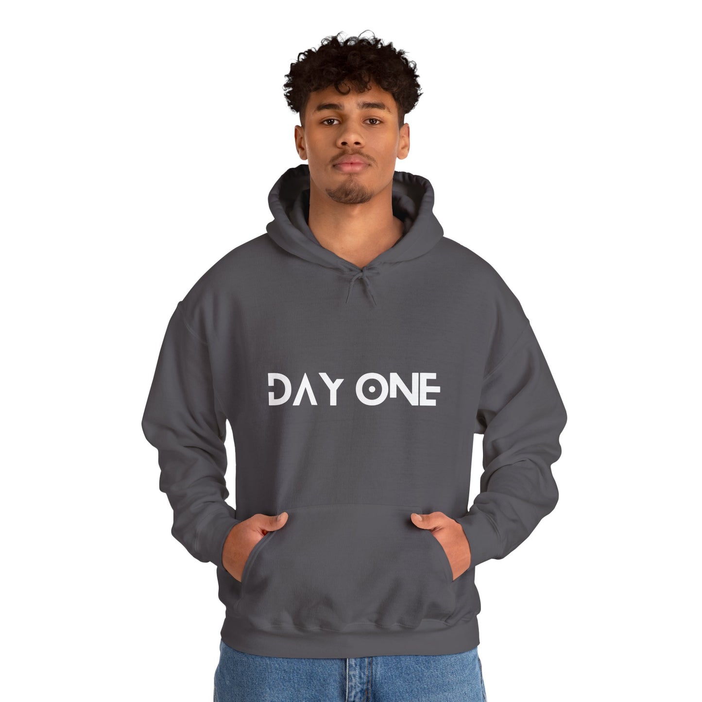 DAY ONE - white text - Hooded Sweatshirt