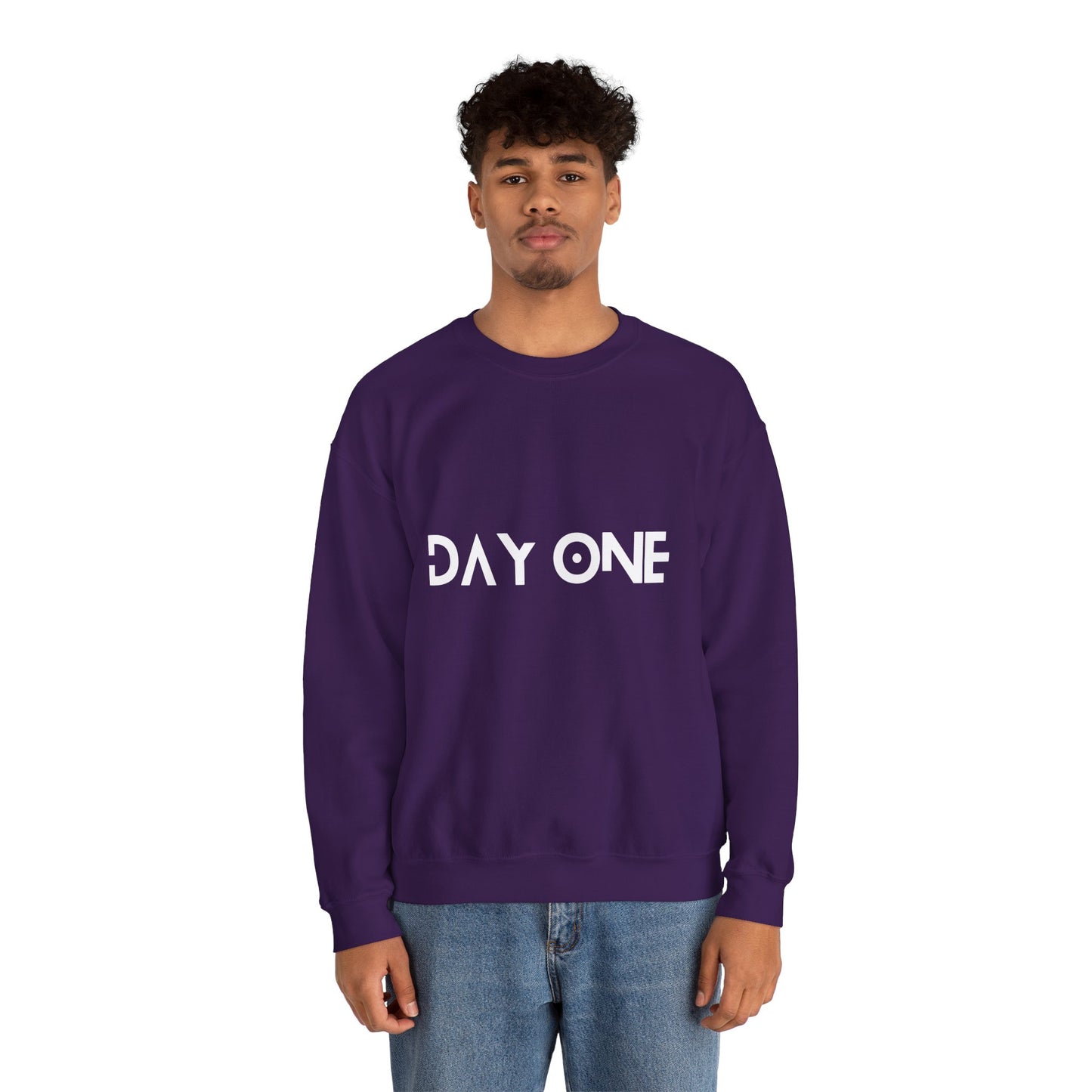 DAY ONE - white text - Crewneck Sweatshirt