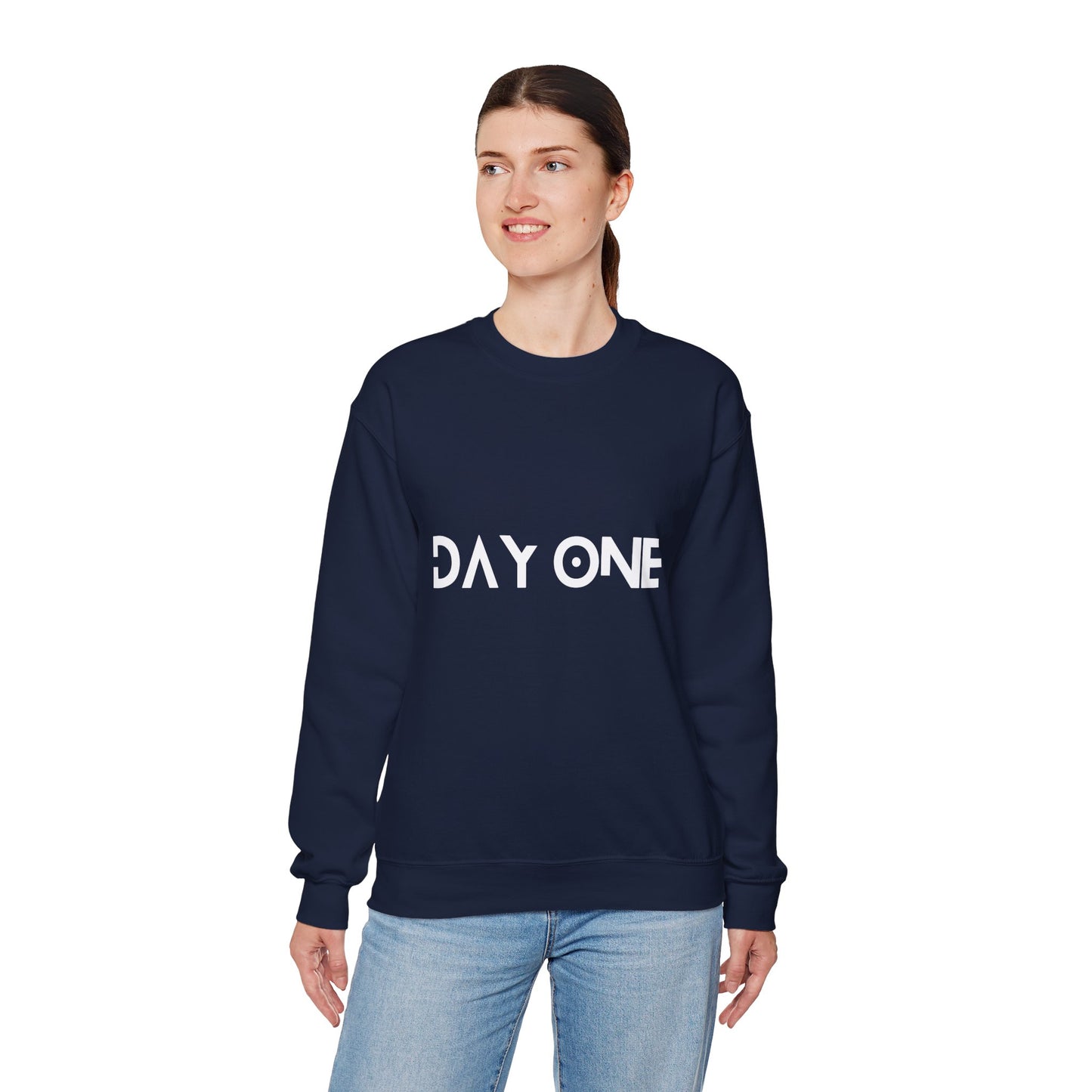 DAY ONE - white text - Crewneck Sweatshirt