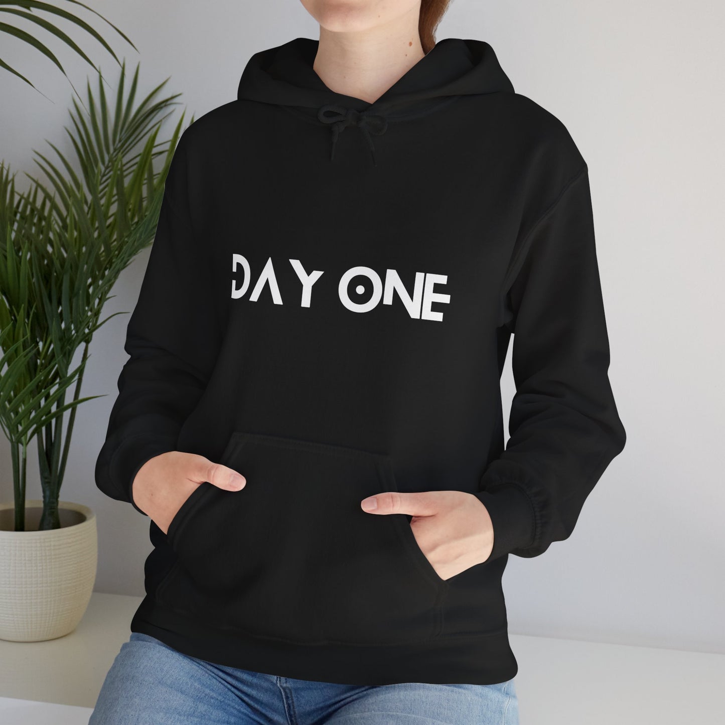 DAY ONE - white text - Hooded Sweatshirt