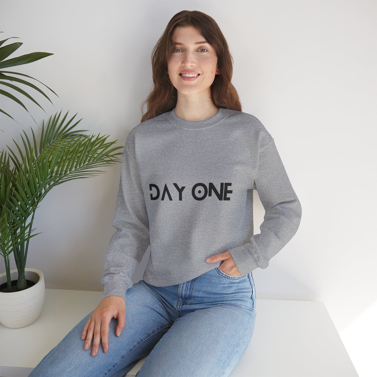 DAY ONE - black text - Crewneck Sweatshirt