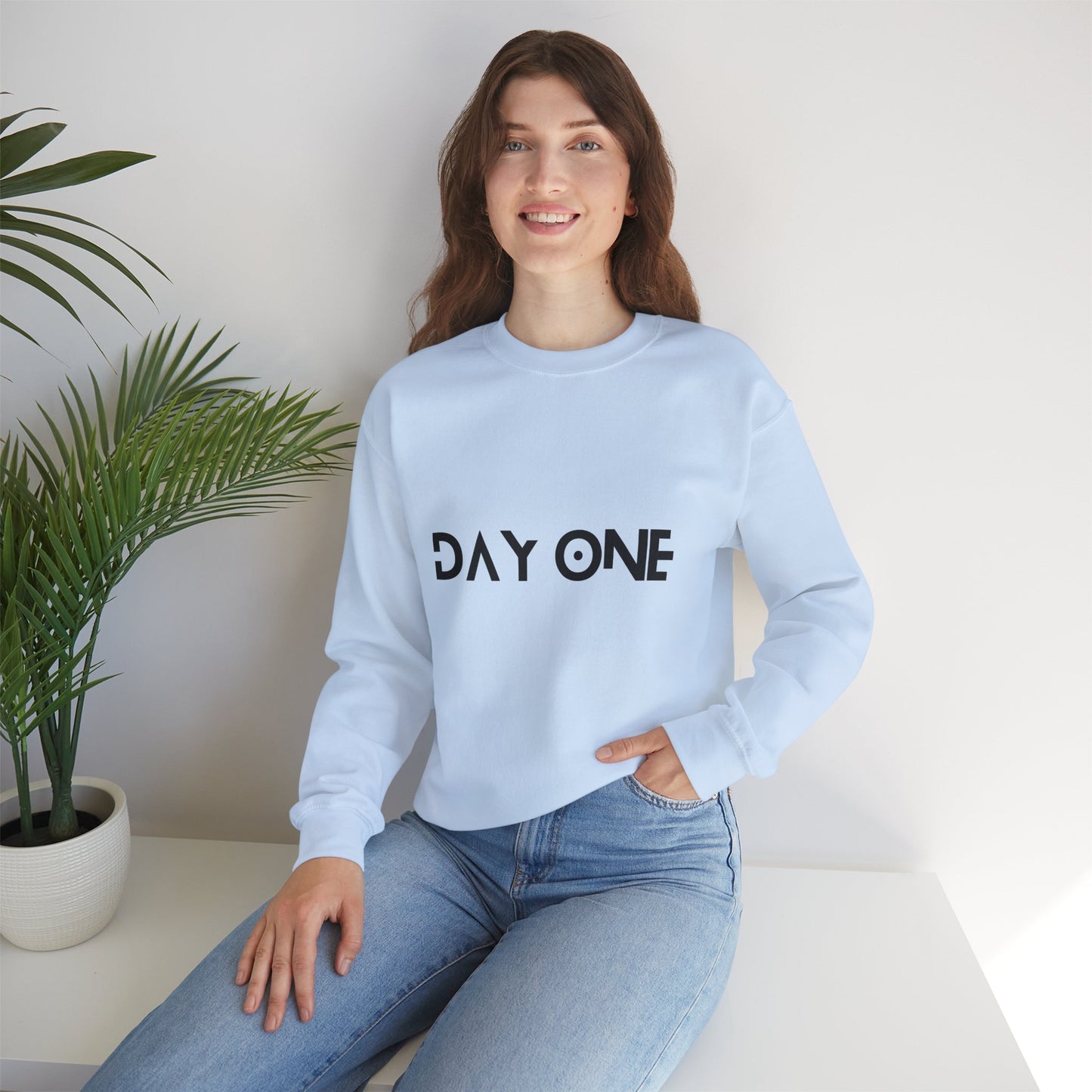 DAY ONE - black text - Crewneck Sweatshirt