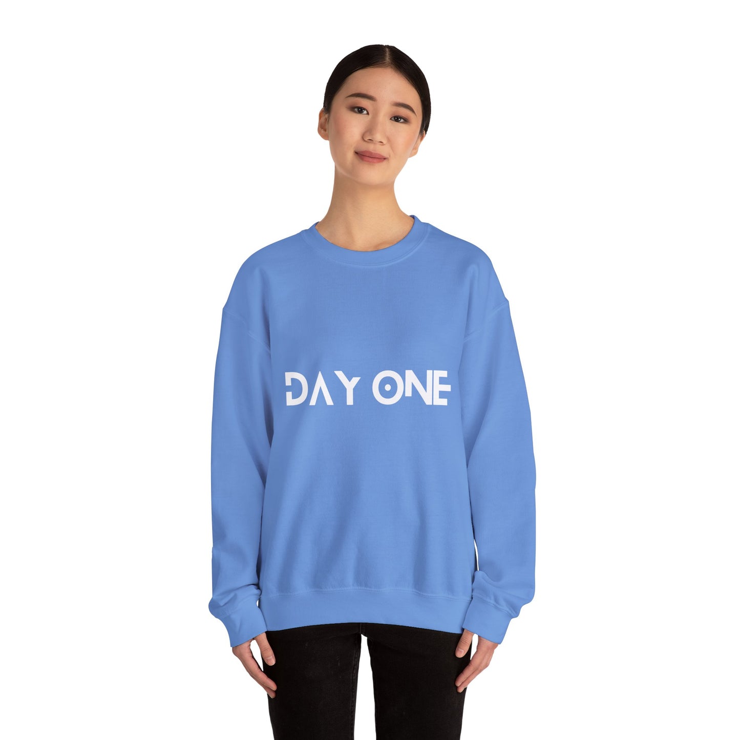 DAY ONE - white text - Crewneck Sweatshirt