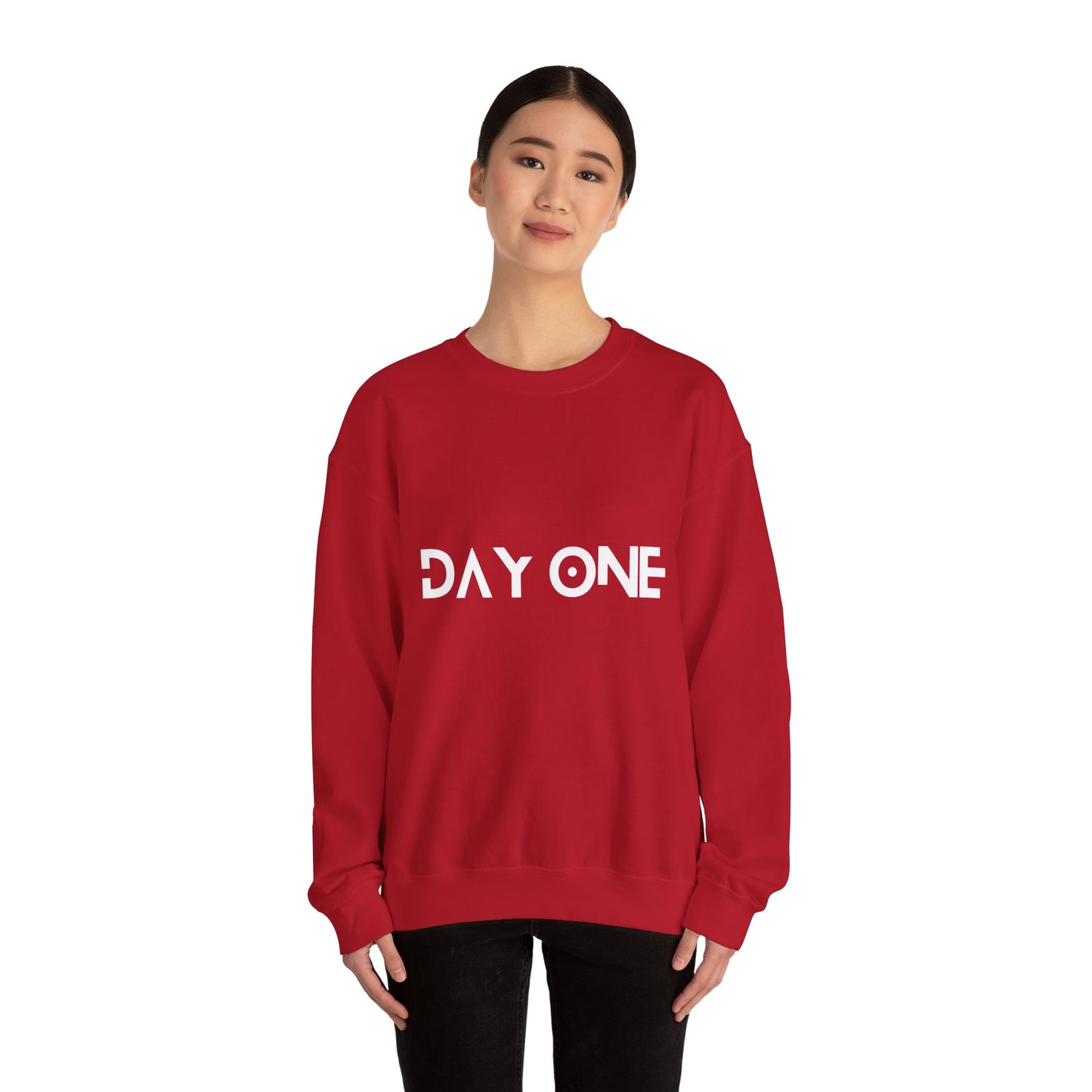 DAY ONE - white text - Crewneck Sweatshirt