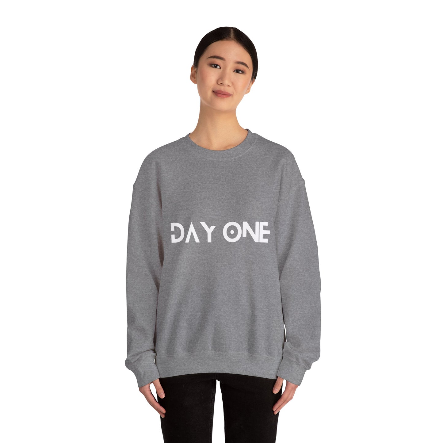 DAY ONE - white text - Crewneck Sweatshirt