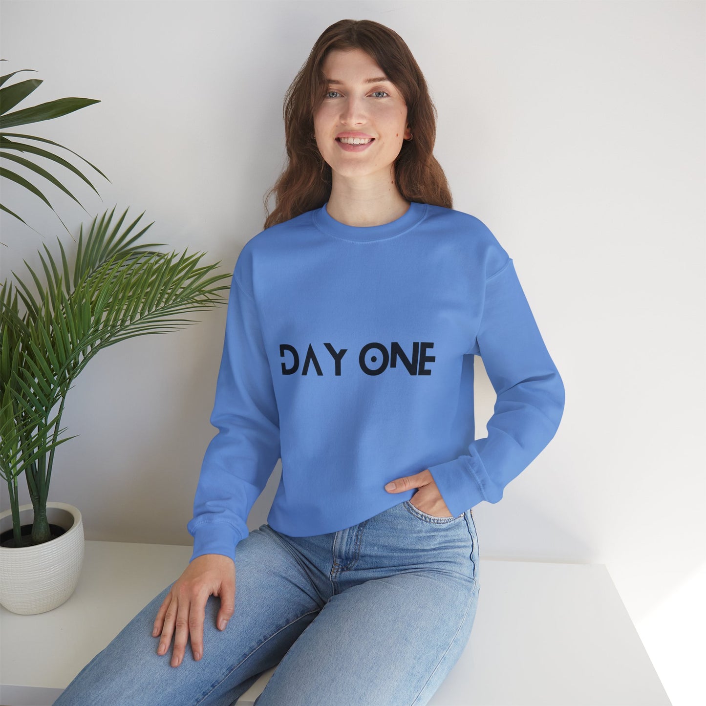 DAY ONE - black text - Crewneck Sweatshirt