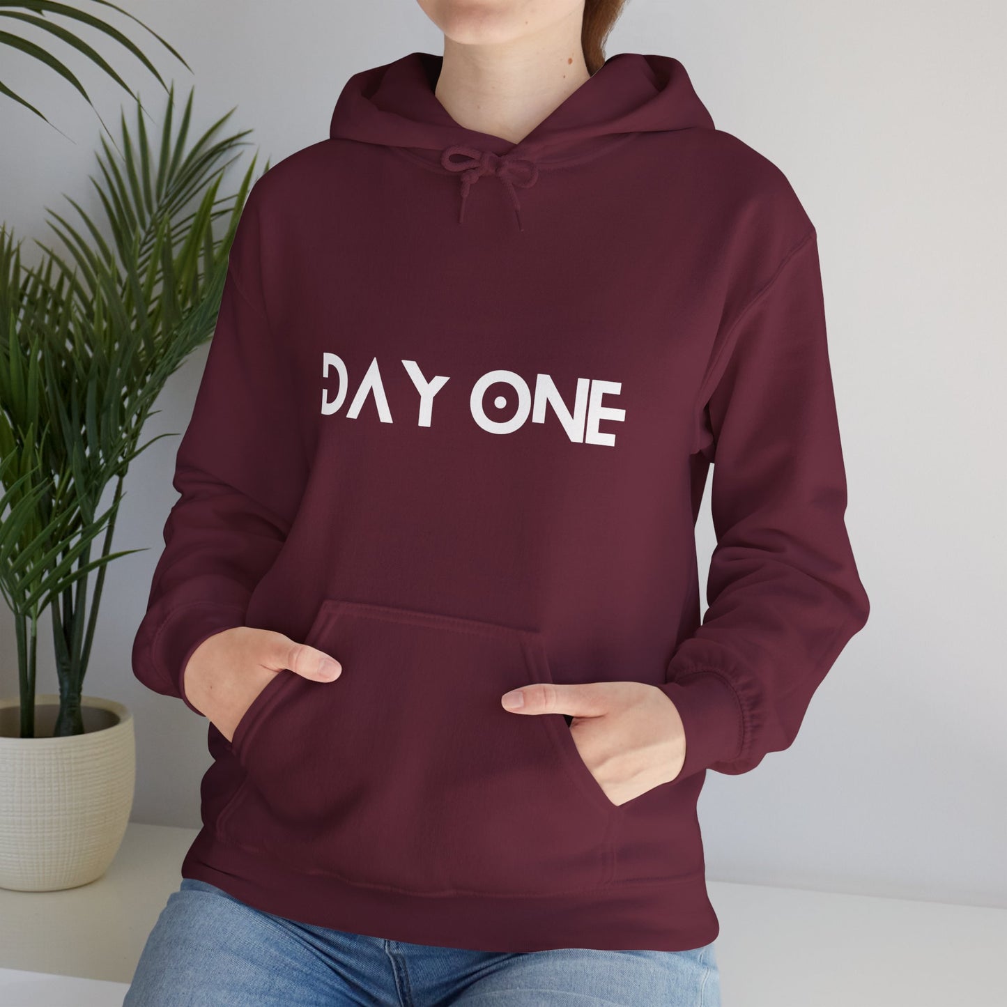 DAY ONE - white text - Hooded Sweatshirt