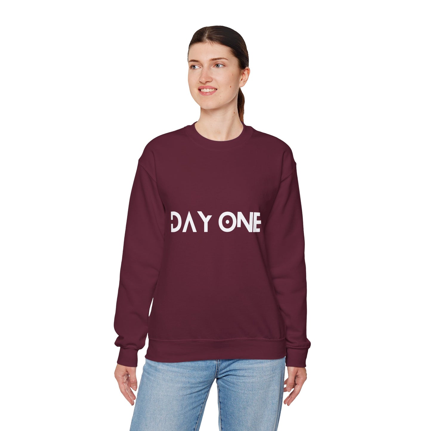 DAY ONE - white text - Crewneck Sweatshirt