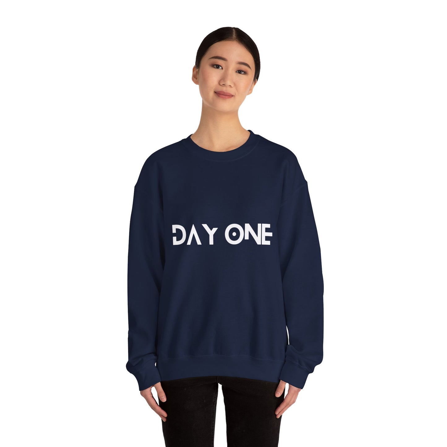 DAY ONE - white text - Crewneck Sweatshirt