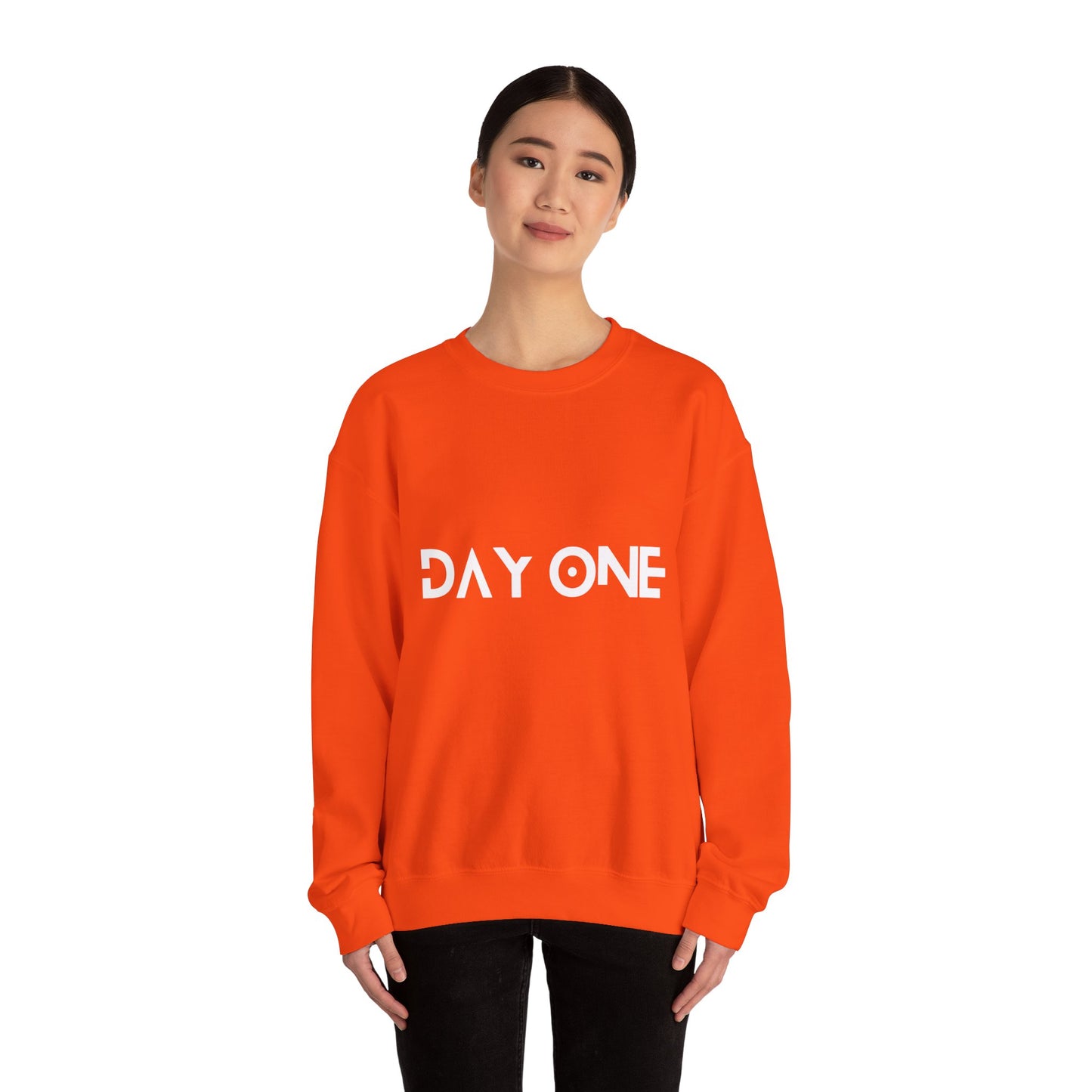 DAY ONE - white text - Crewneck Sweatshirt