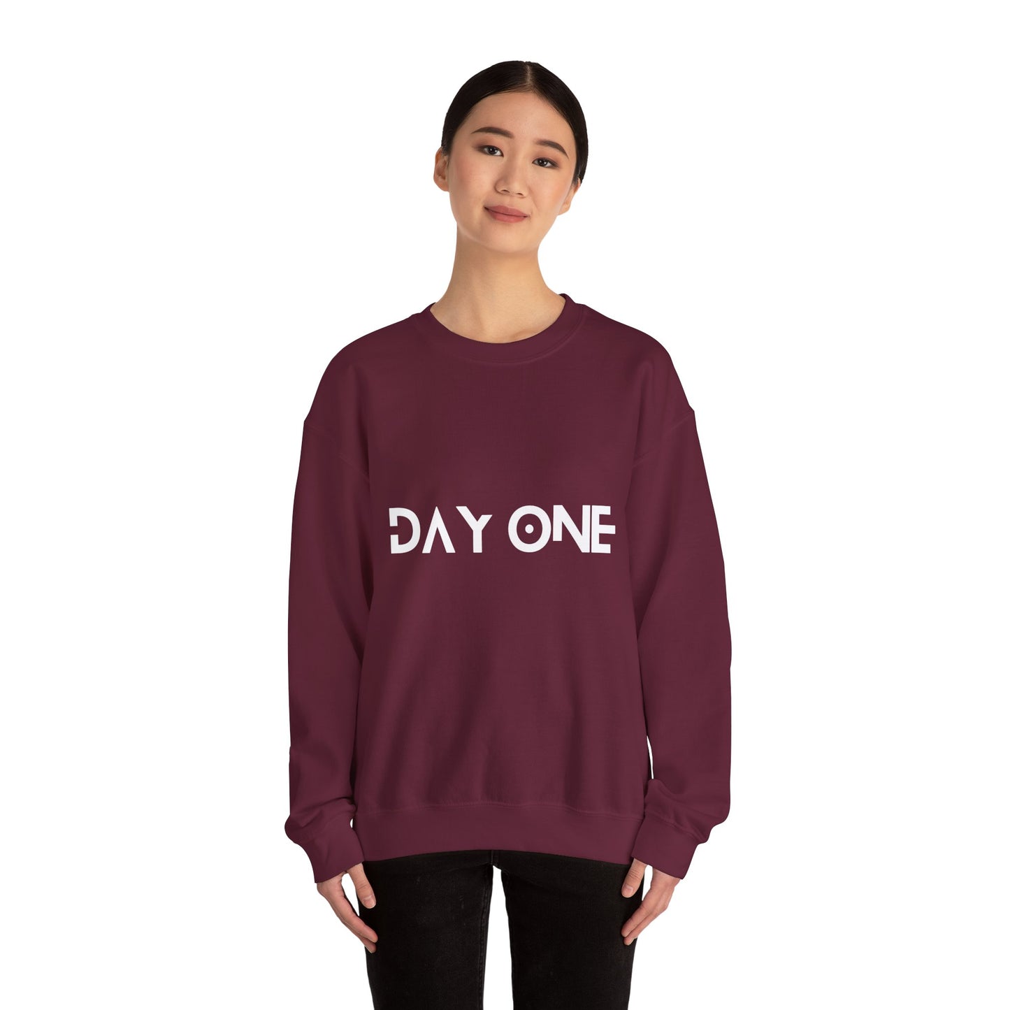 DAY ONE - white text - Crewneck Sweatshirt