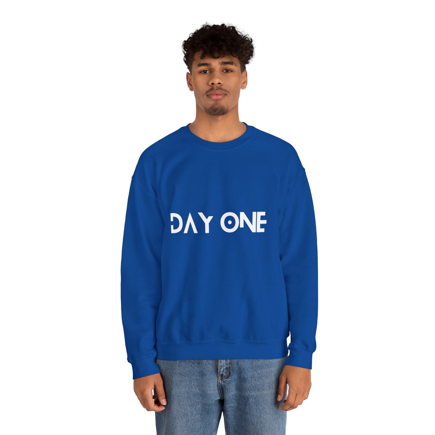 DAY ONE - white text - Crewneck Sweatshirt
