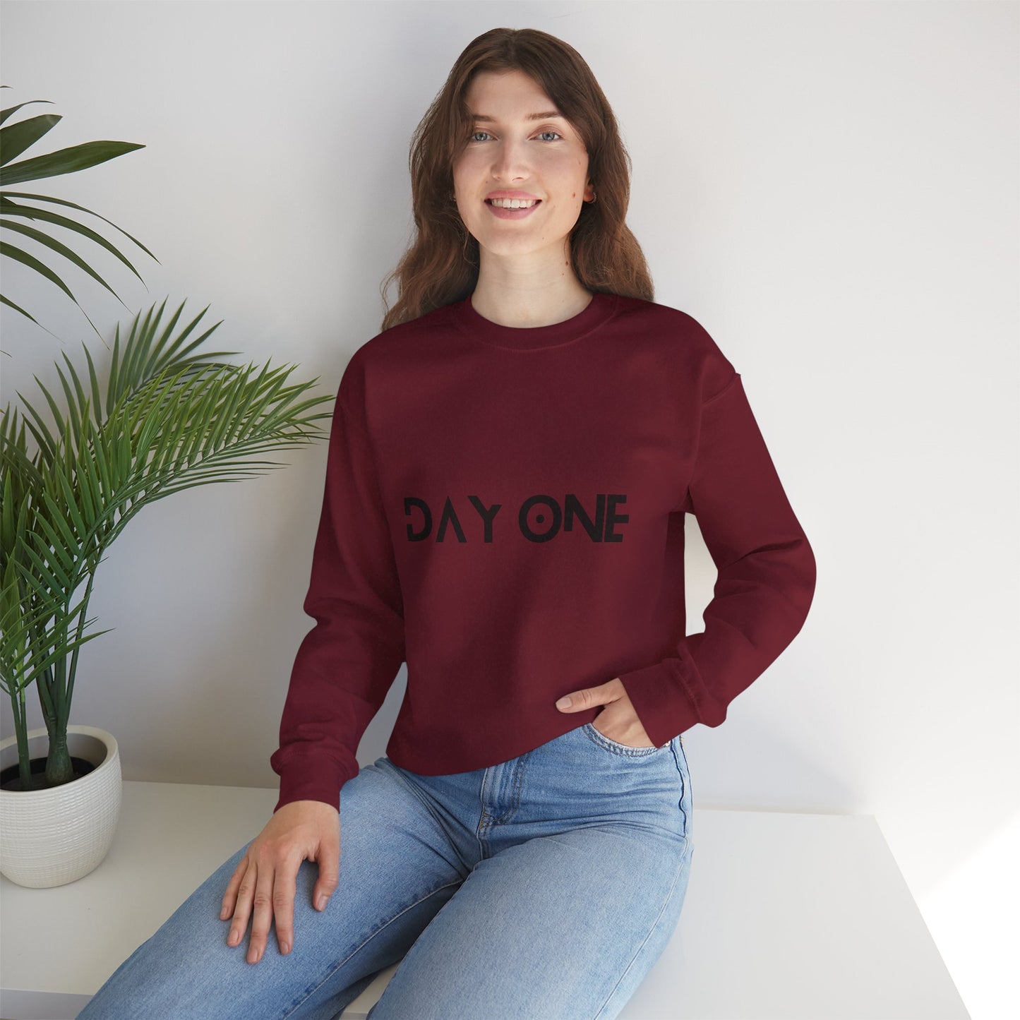 DAY ONE - black text - Crewneck Sweatshirt