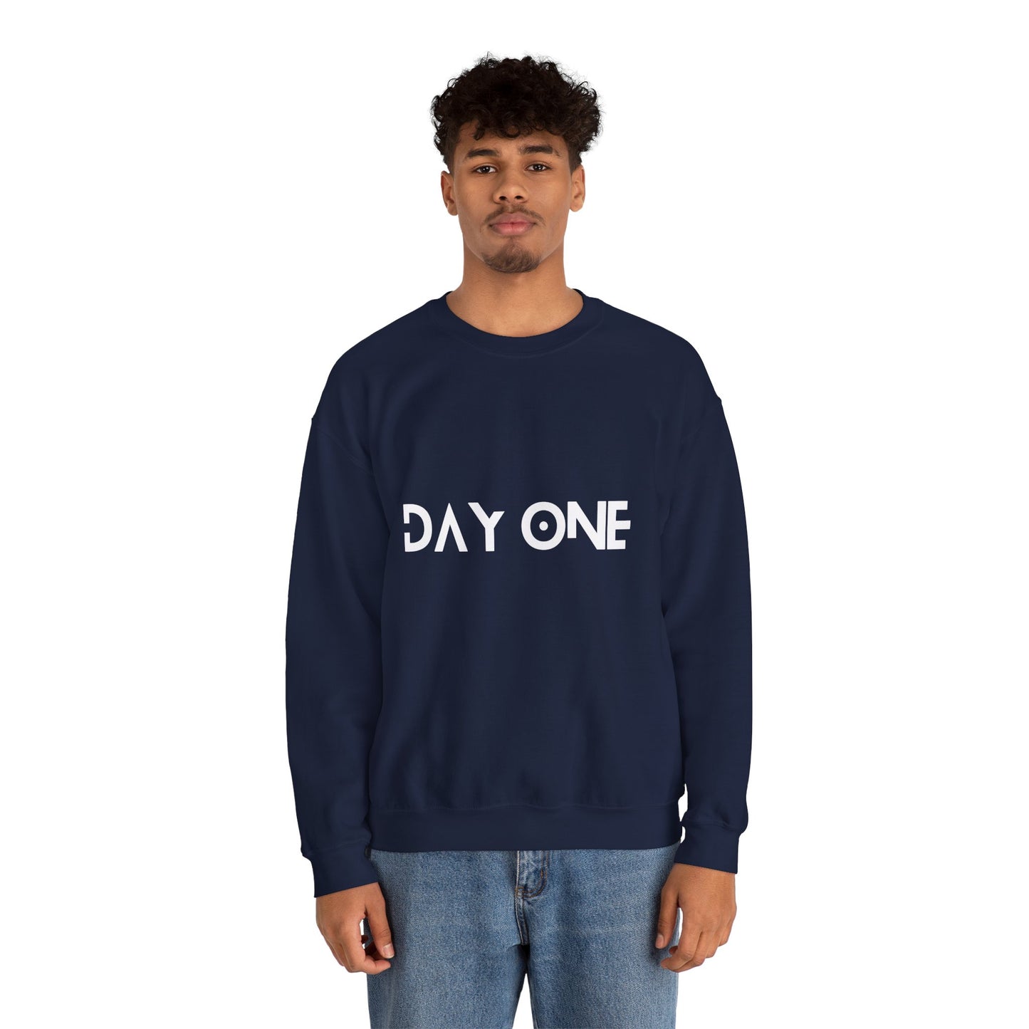 DAY ONE - white text - Crewneck Sweatshirt