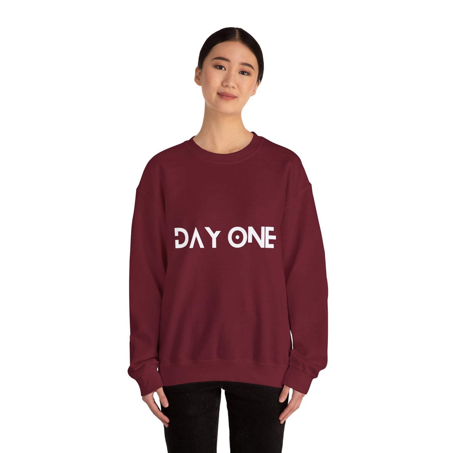 DAY ONE - white text - Crewneck Sweatshirt