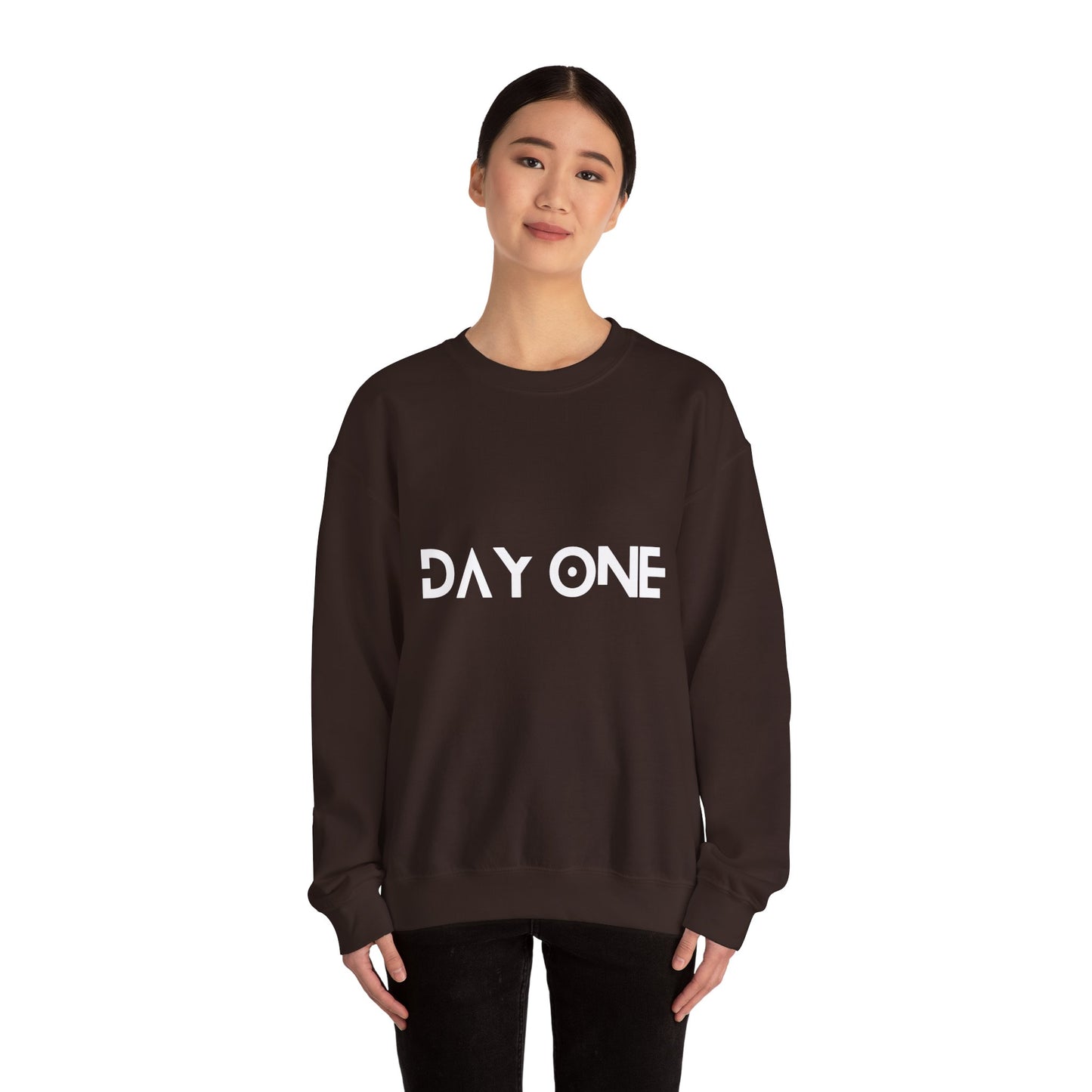 DAY ONE - white text - Crewneck Sweatshirt