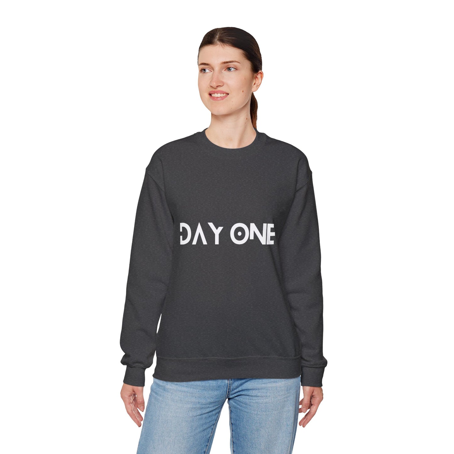 DAY ONE - white text - Crewneck Sweatshirt